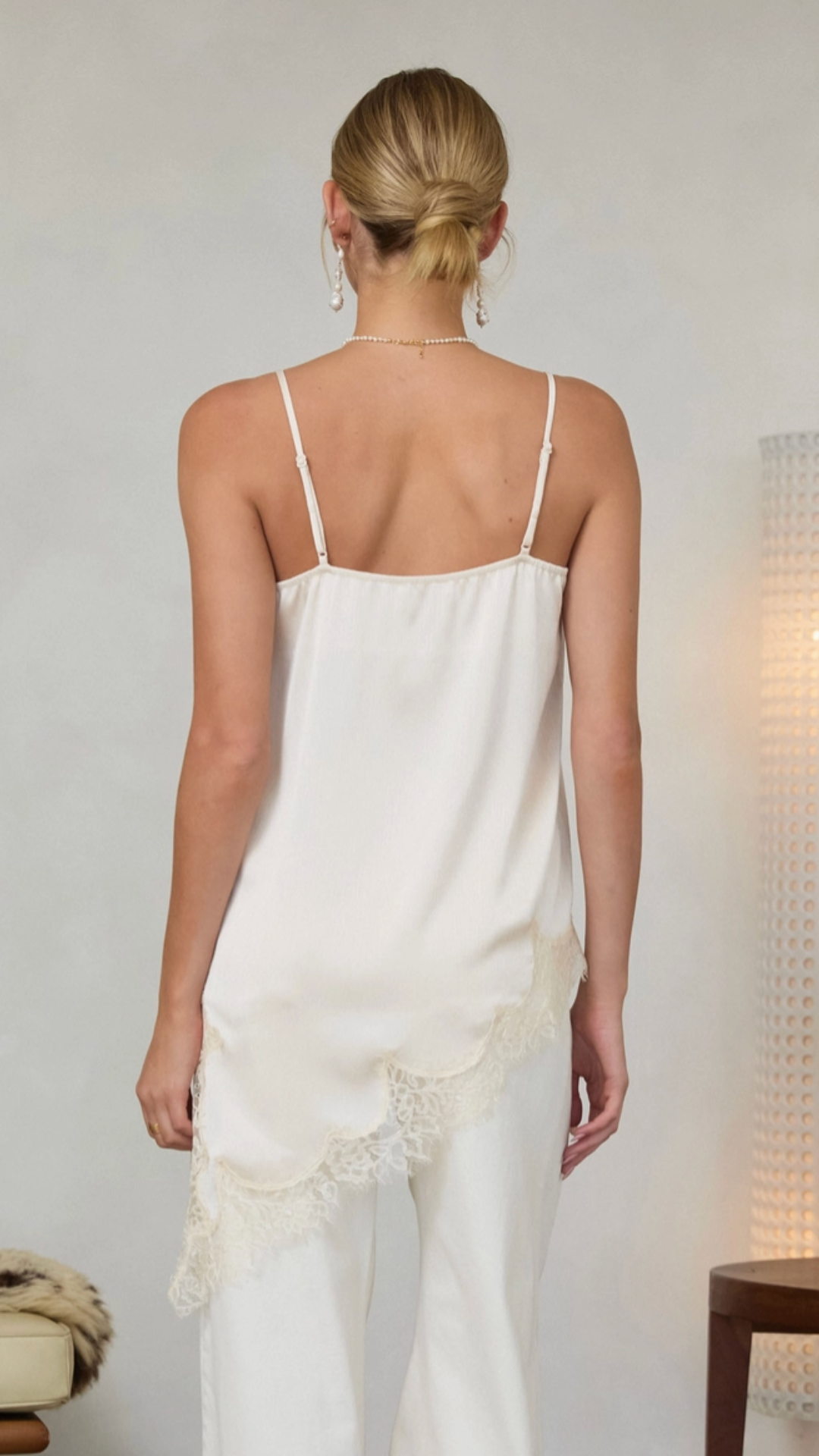 Asymmetrical Crinkled Satin Cami Tunic Top