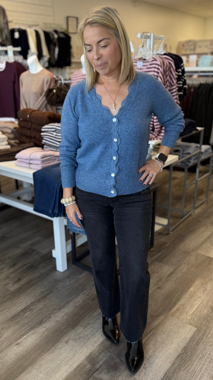 Blue Lace V Neck Cardigan