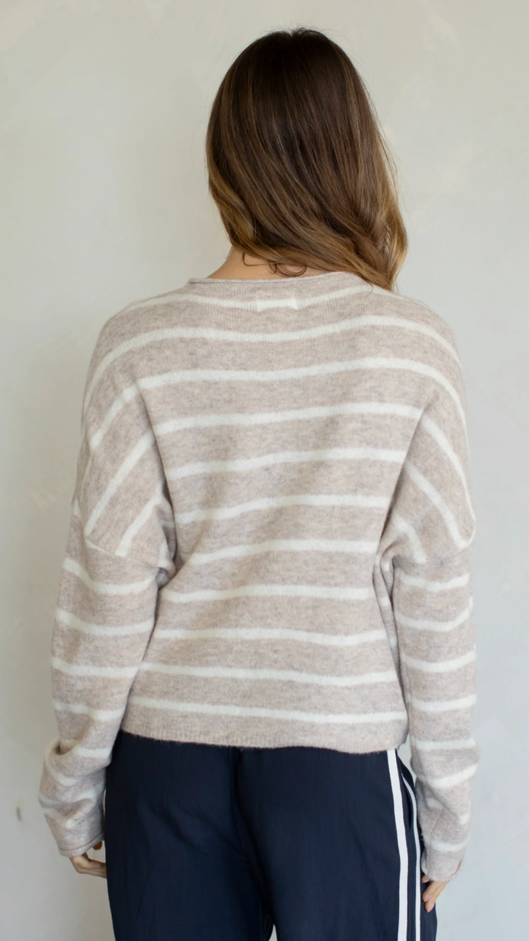 Beige Cabana Stripe Piper Cardigan