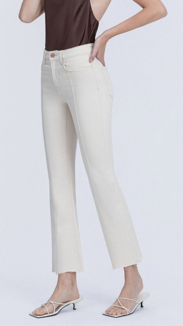 High Rise Natural Seam Speckled Detail Bootcut Jeans