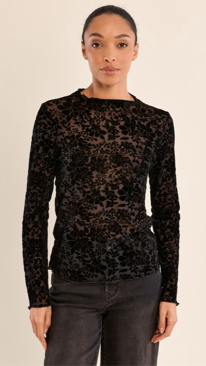 Black Floral Lace Velvet Undersweater