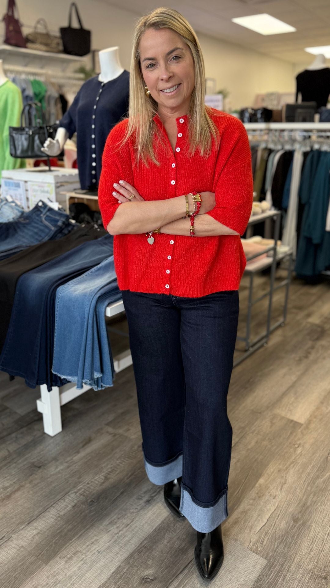 Red Buttoned Cardigan