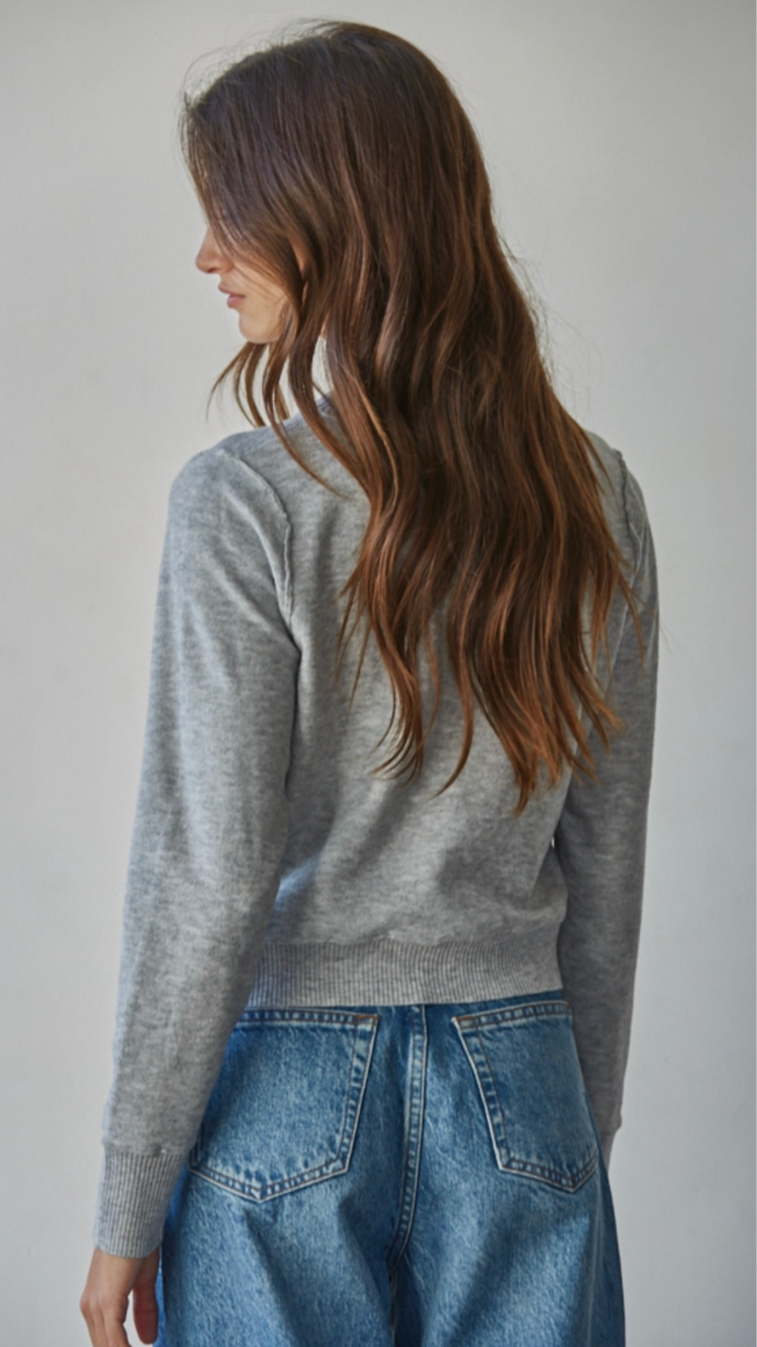 Grey Lightweight Cropped Cardigan