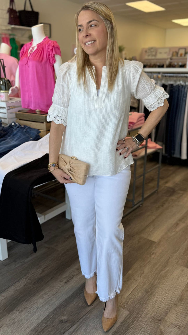 Lace Embroidered Sleeve Blouse