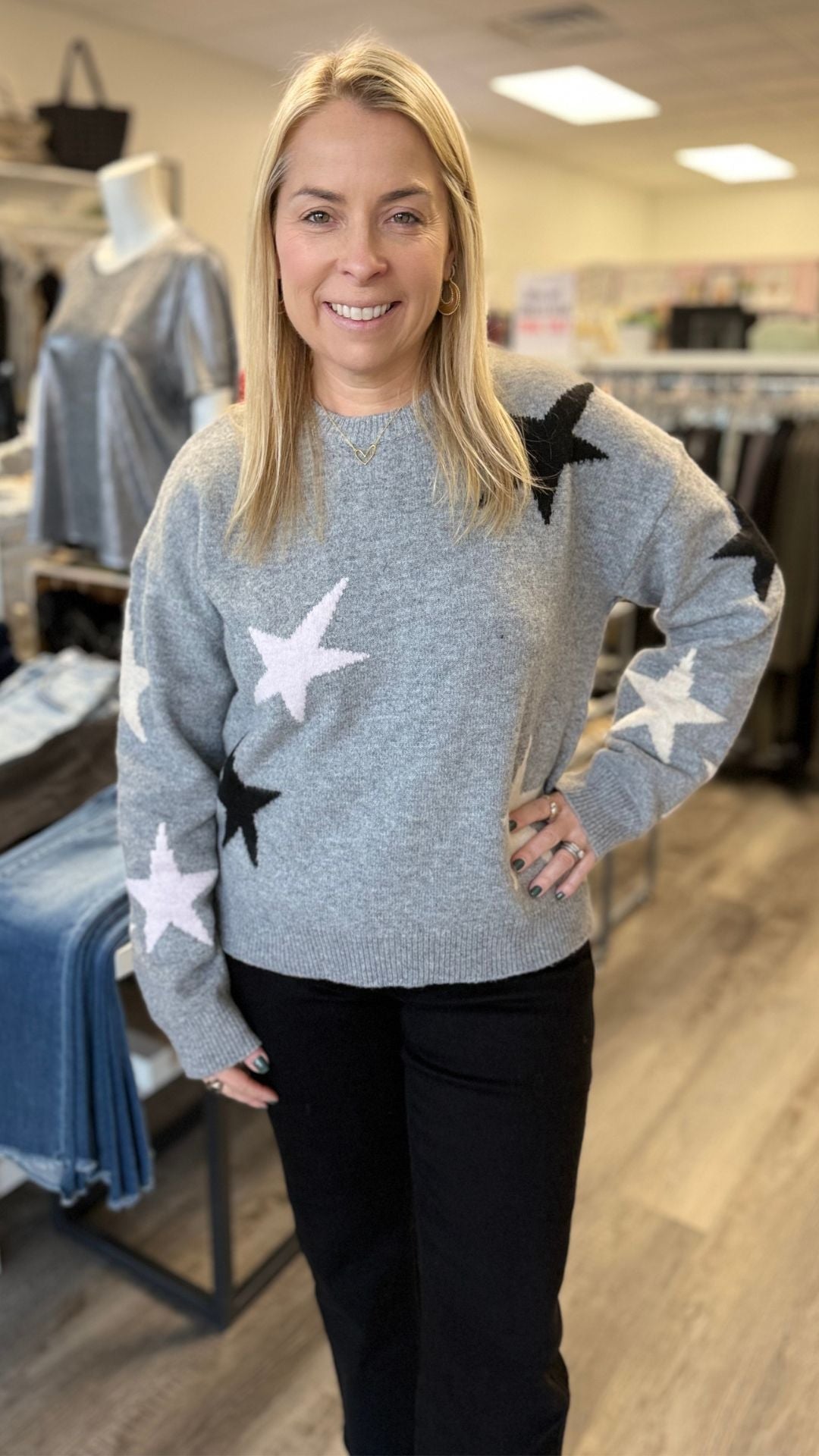 Star Pattern Knit Sweater