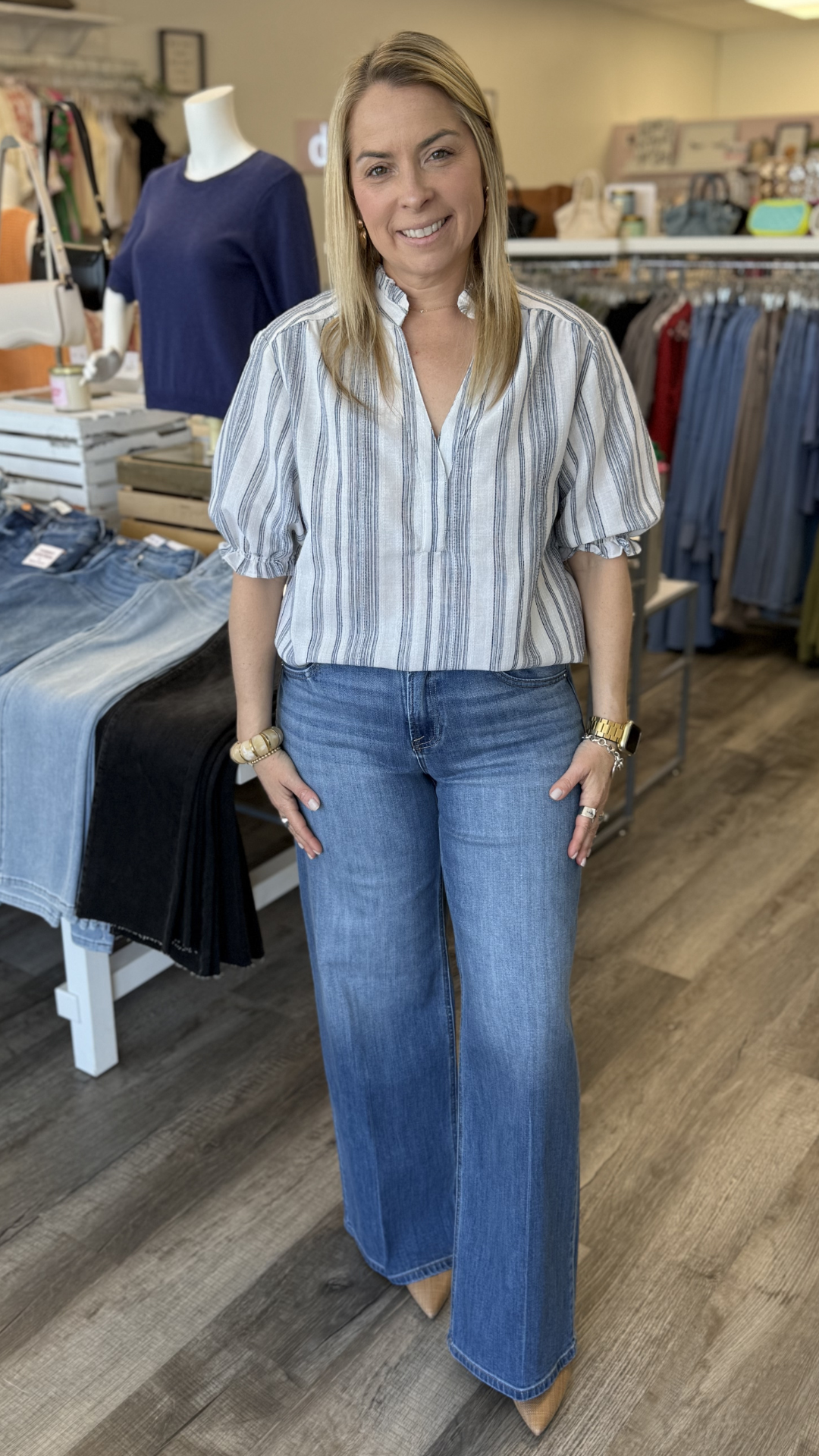High Rise Medium Wash Slouchy Wide Baggy Full Length Jeans