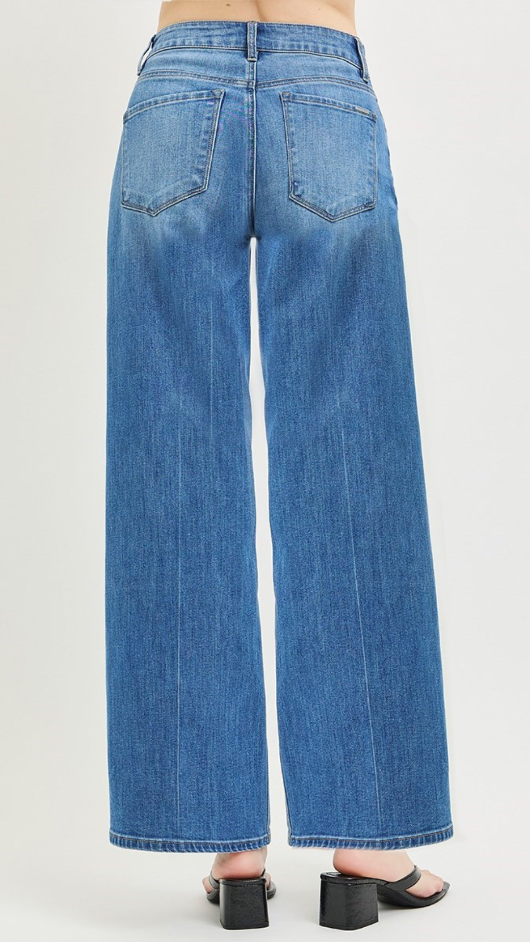 High Rise Medium Wash Slouchy Wide Baggy Full Length Jeans