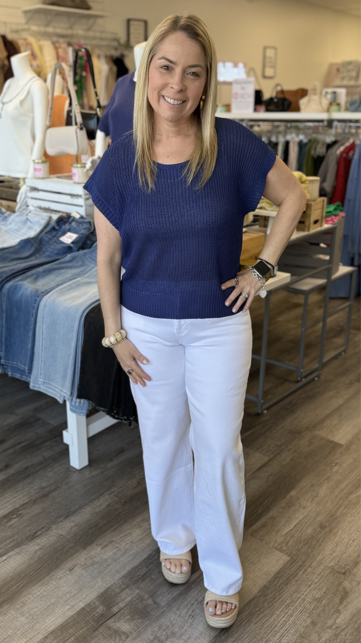 Mid Rise Optic White Loose Straight Full Length Jeans