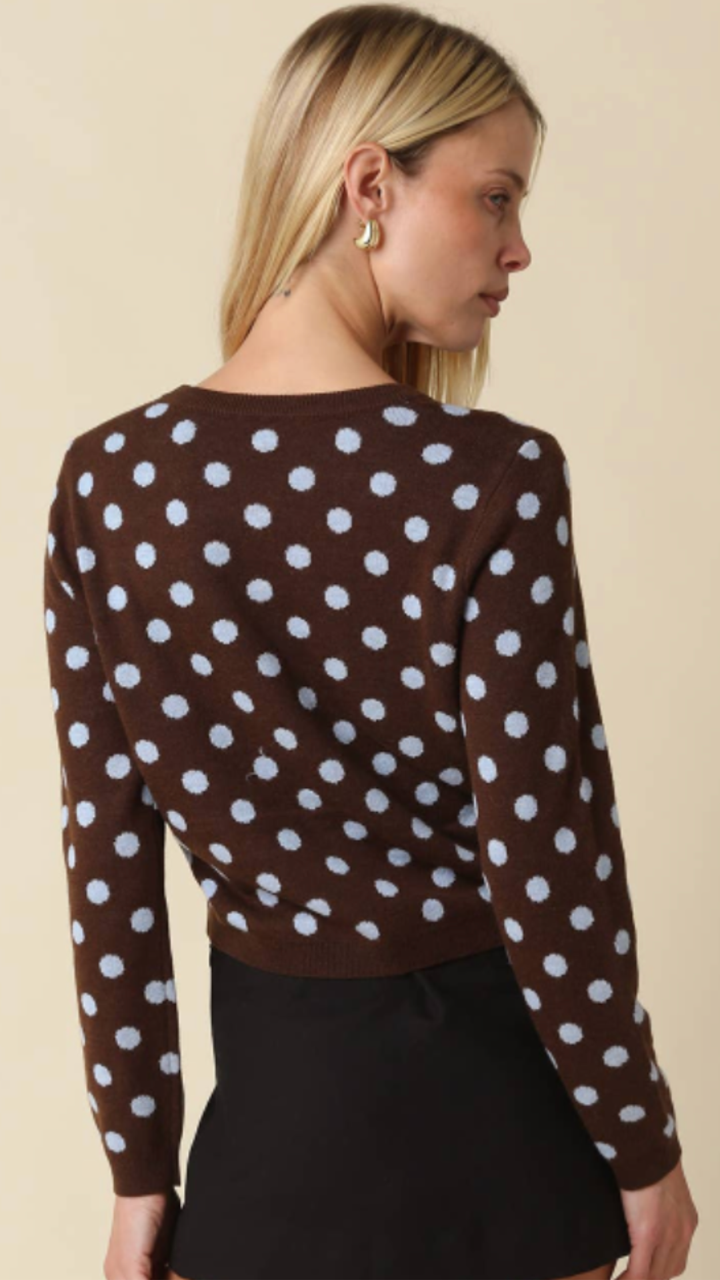 Polka Dot Cropped Cardigan