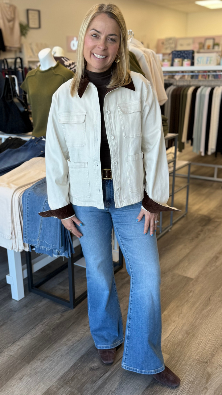 Ivory And Brown Barn Jacket