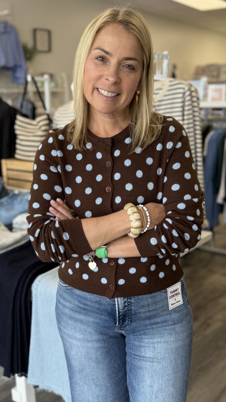 Polka Dot Cropped Cardigan