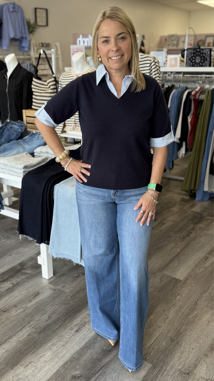 High Rise Medium Wash Slouchy Wide Baggy Full Length Jeans