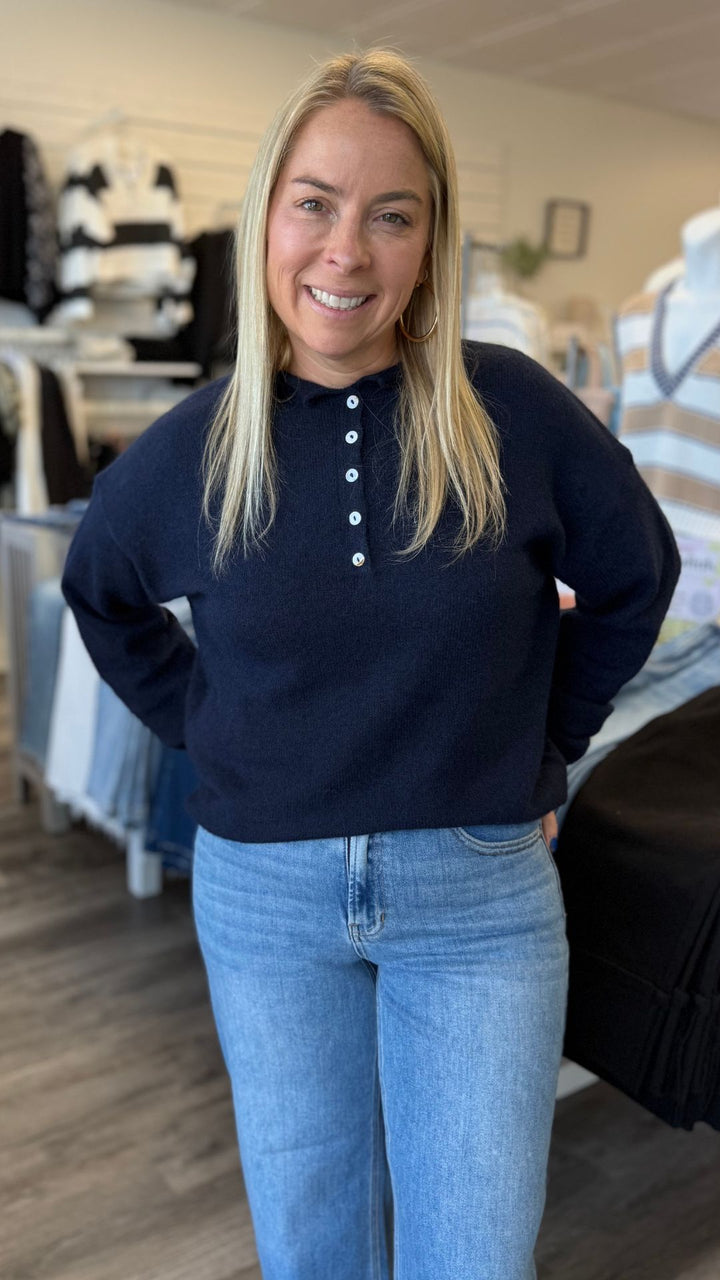 Midnight Henley Pullover Sweater