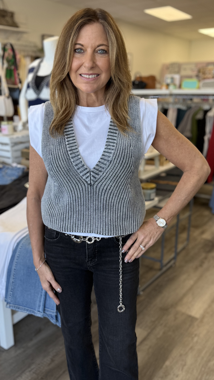 Gray Overlay Sweater Vest