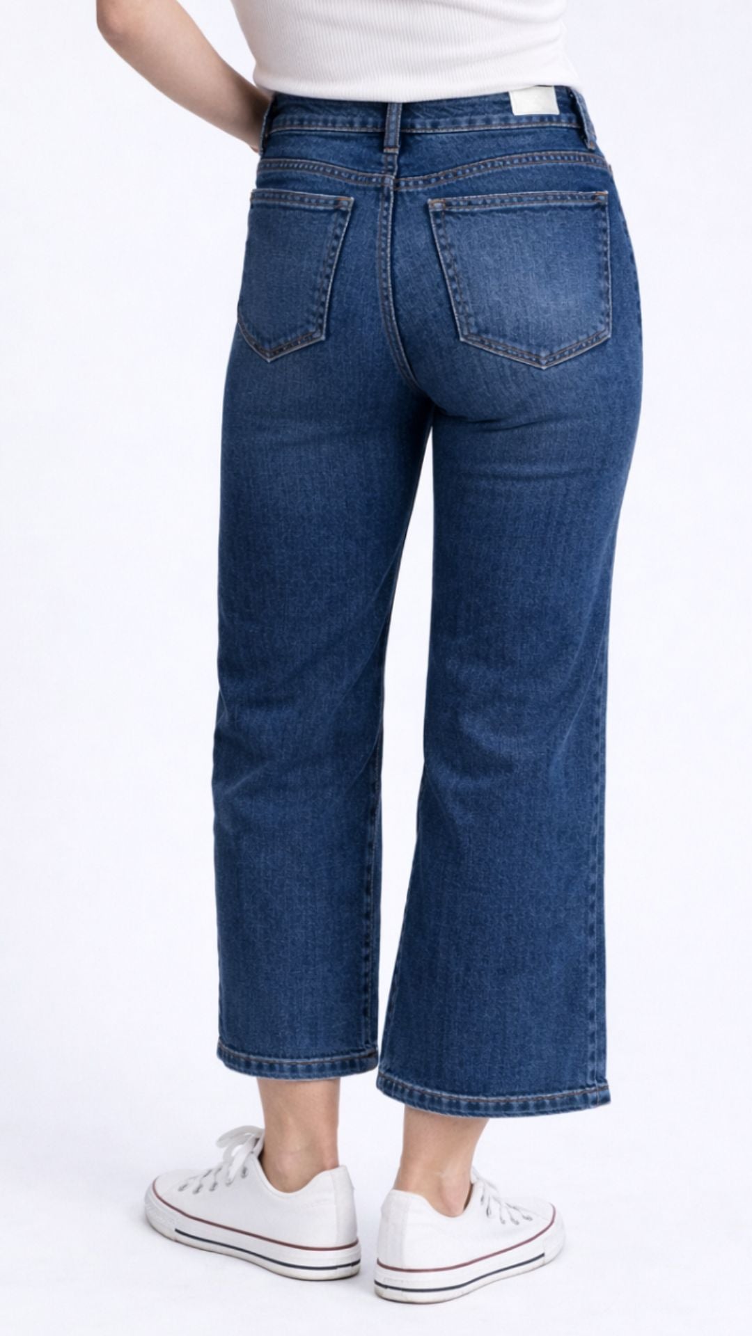 Mid Rise Dark Wash Better Butter Wide Leg Cropped Jeans