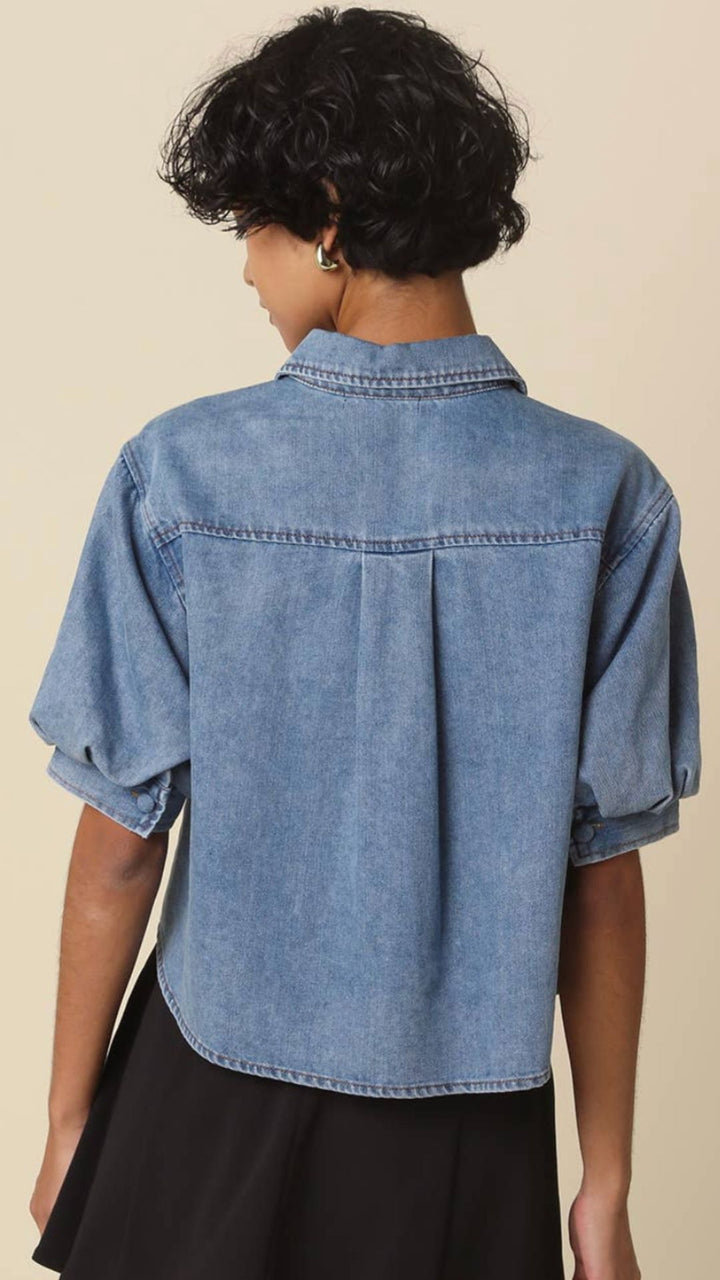 Puff Sleeve Denim Top