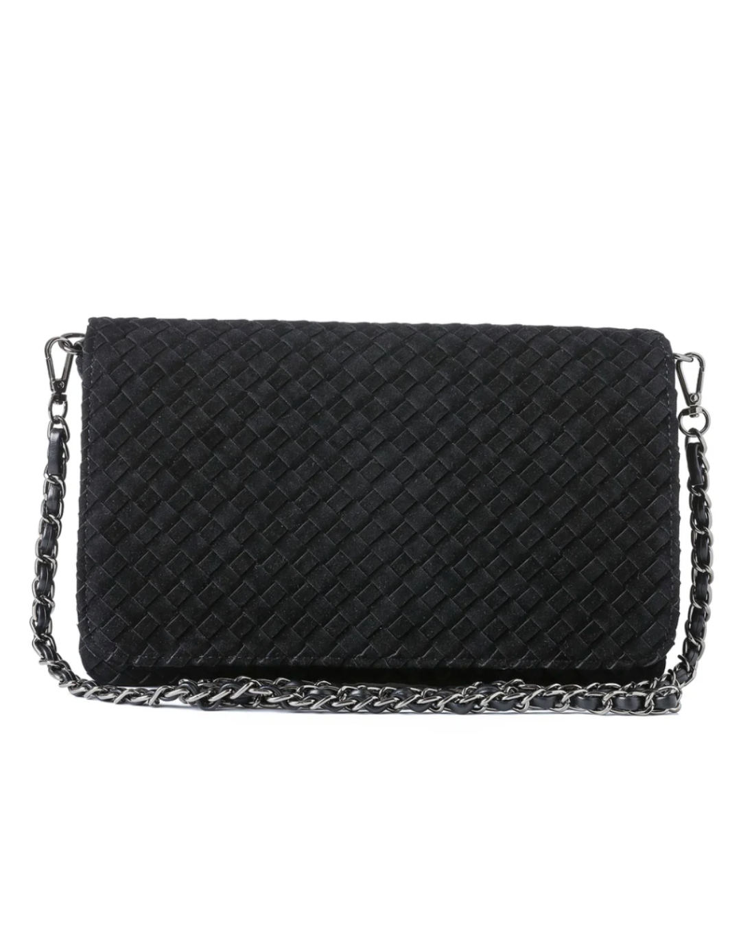 Lexi Black Woven Suede Crossbody
