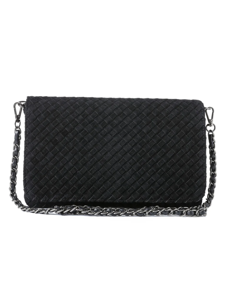 Lexi Black Woven Suede Crossbody