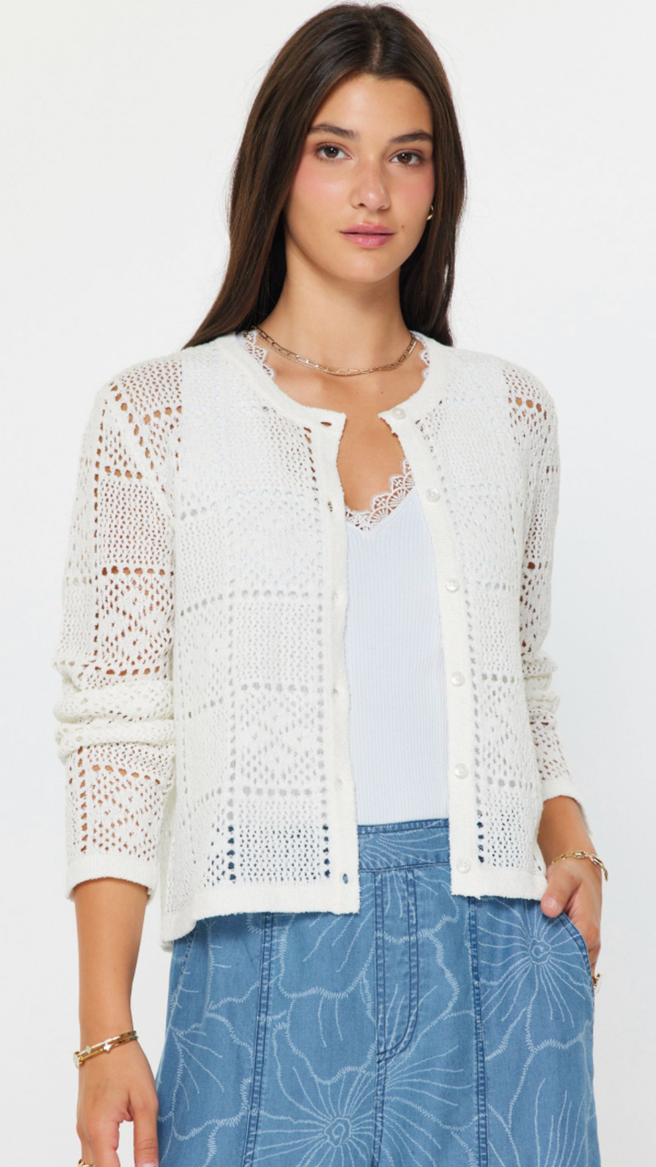 Crochet Knit Open Sweater Cardigan