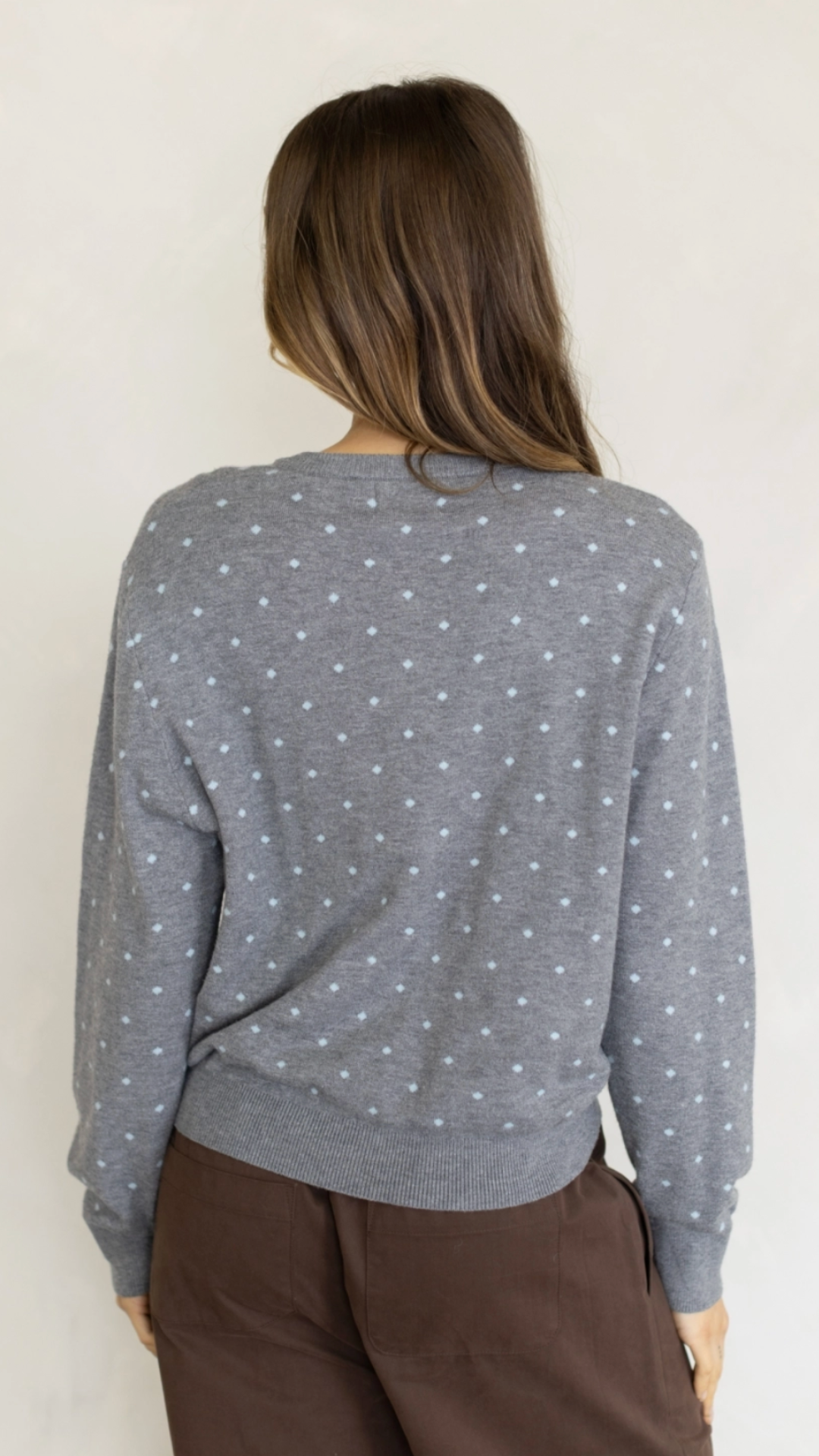 Heather Gray Inside Out Polka Dot Cardigan