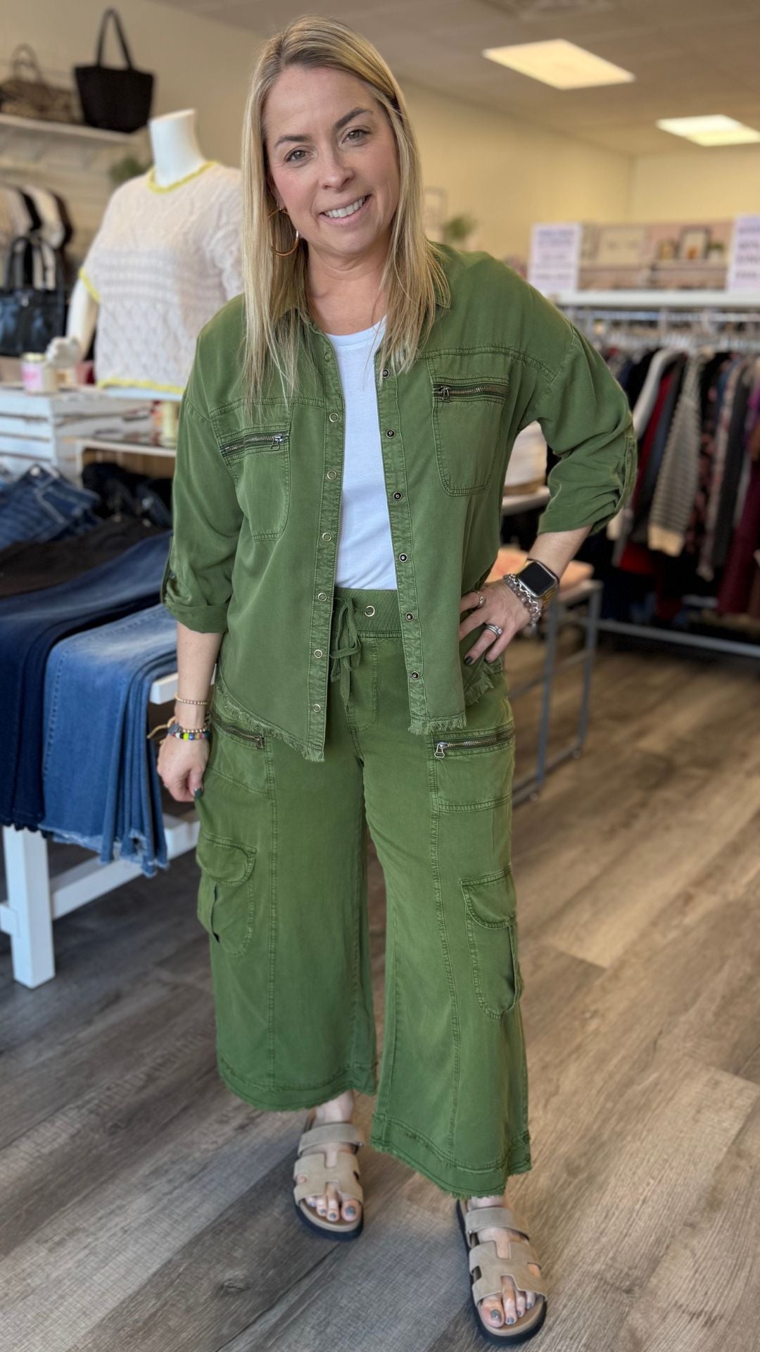 Apollo Pigment Knapp Utility Cargo Button Up