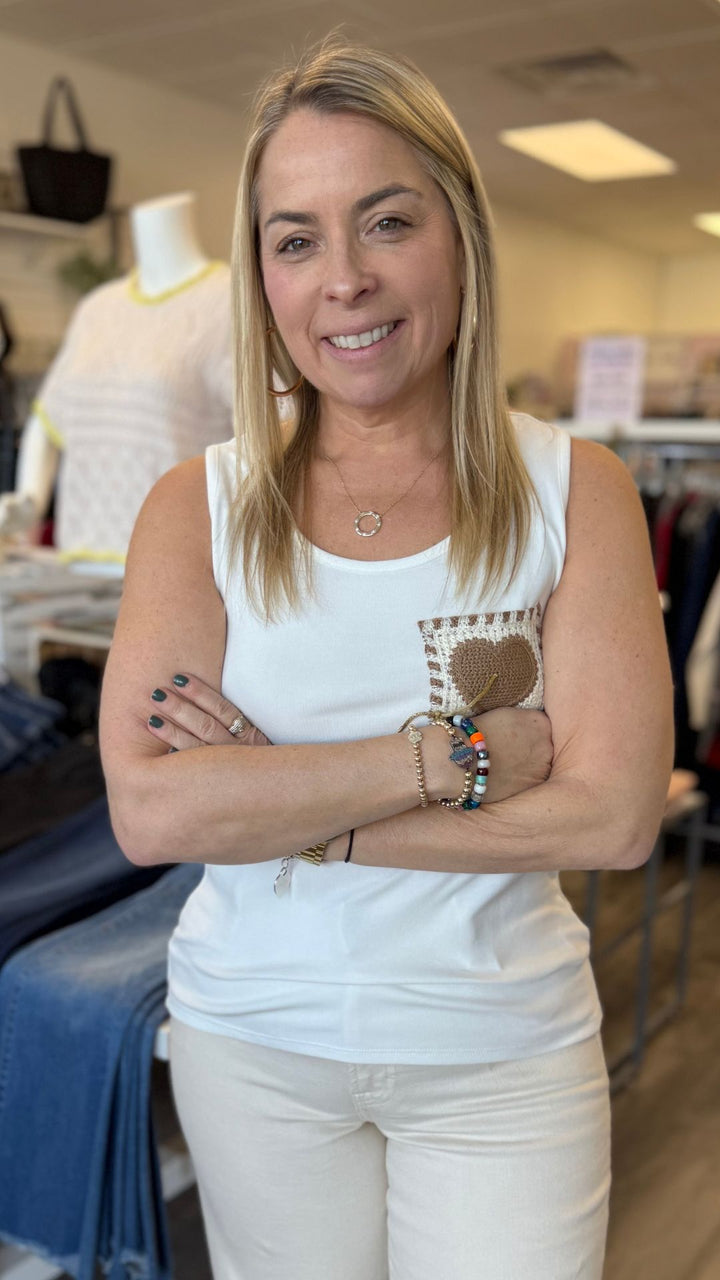 Knit Tank With Crochet Patch Pocket