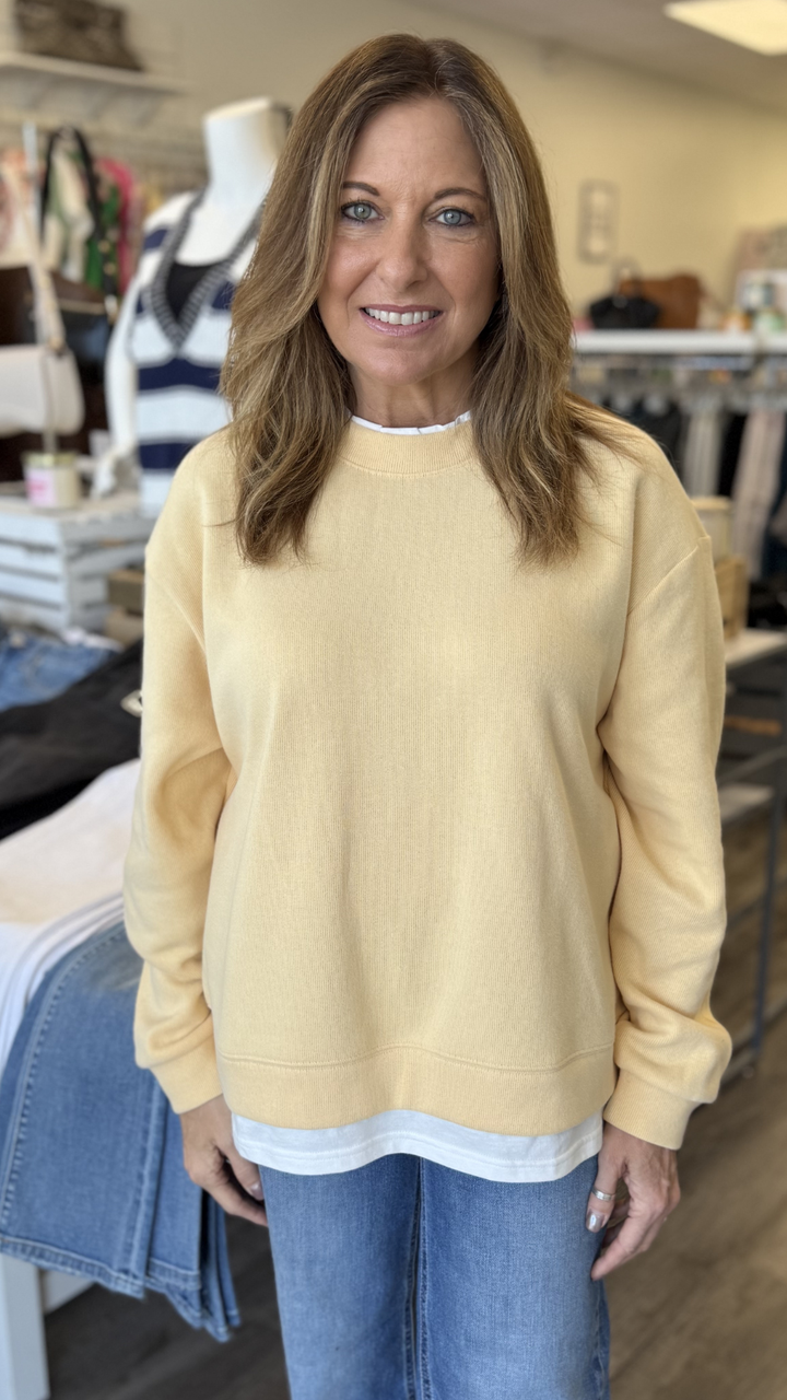 Butter Yellow Crewneck Layered Sweatshirt