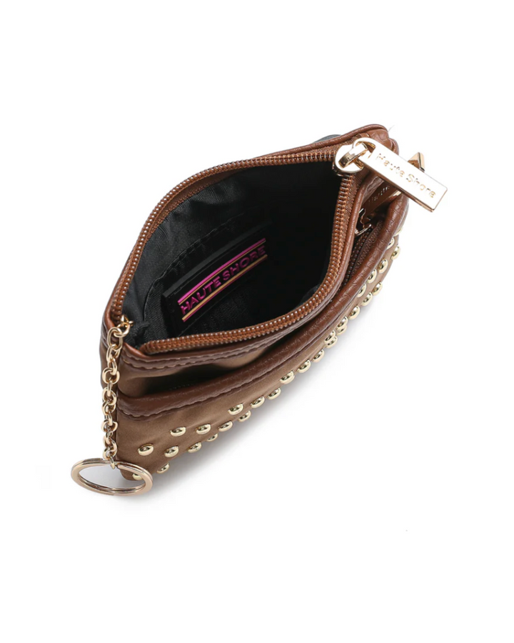 Max Saddle Suede Studded Card Case