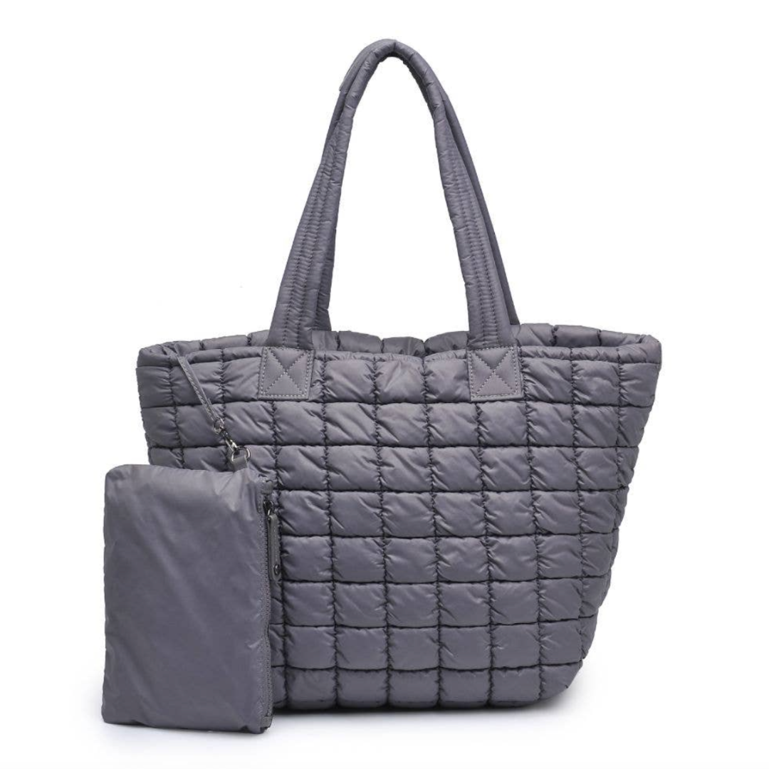 Carbon Quilted Puffer Nylon Tote
