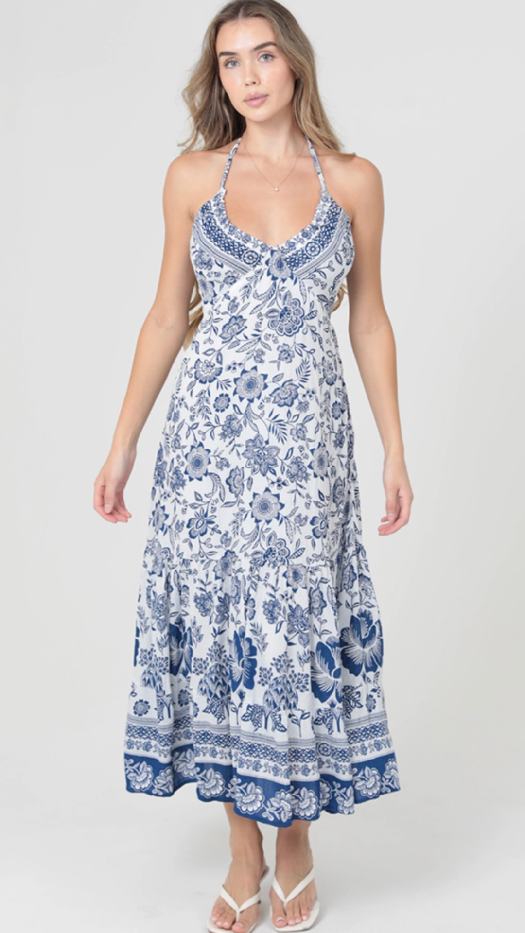 Printed Halter Neck Maxi Dress
