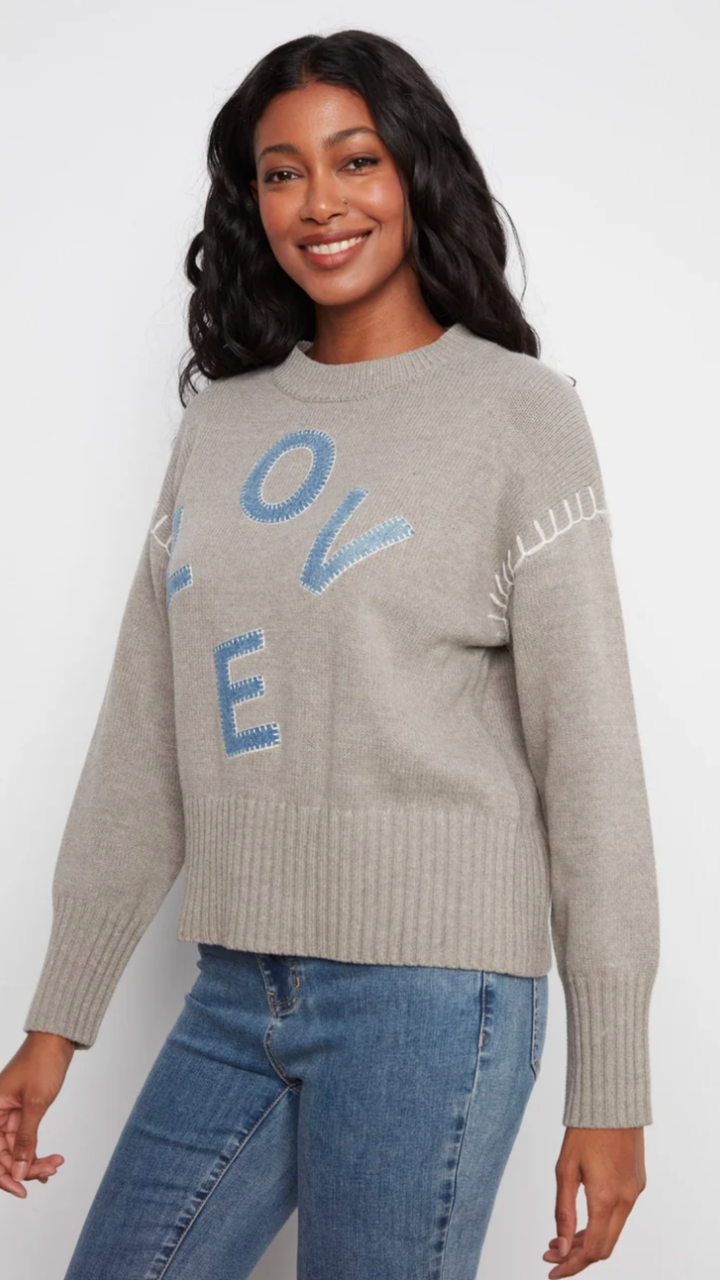Love Denim Patch Sweater