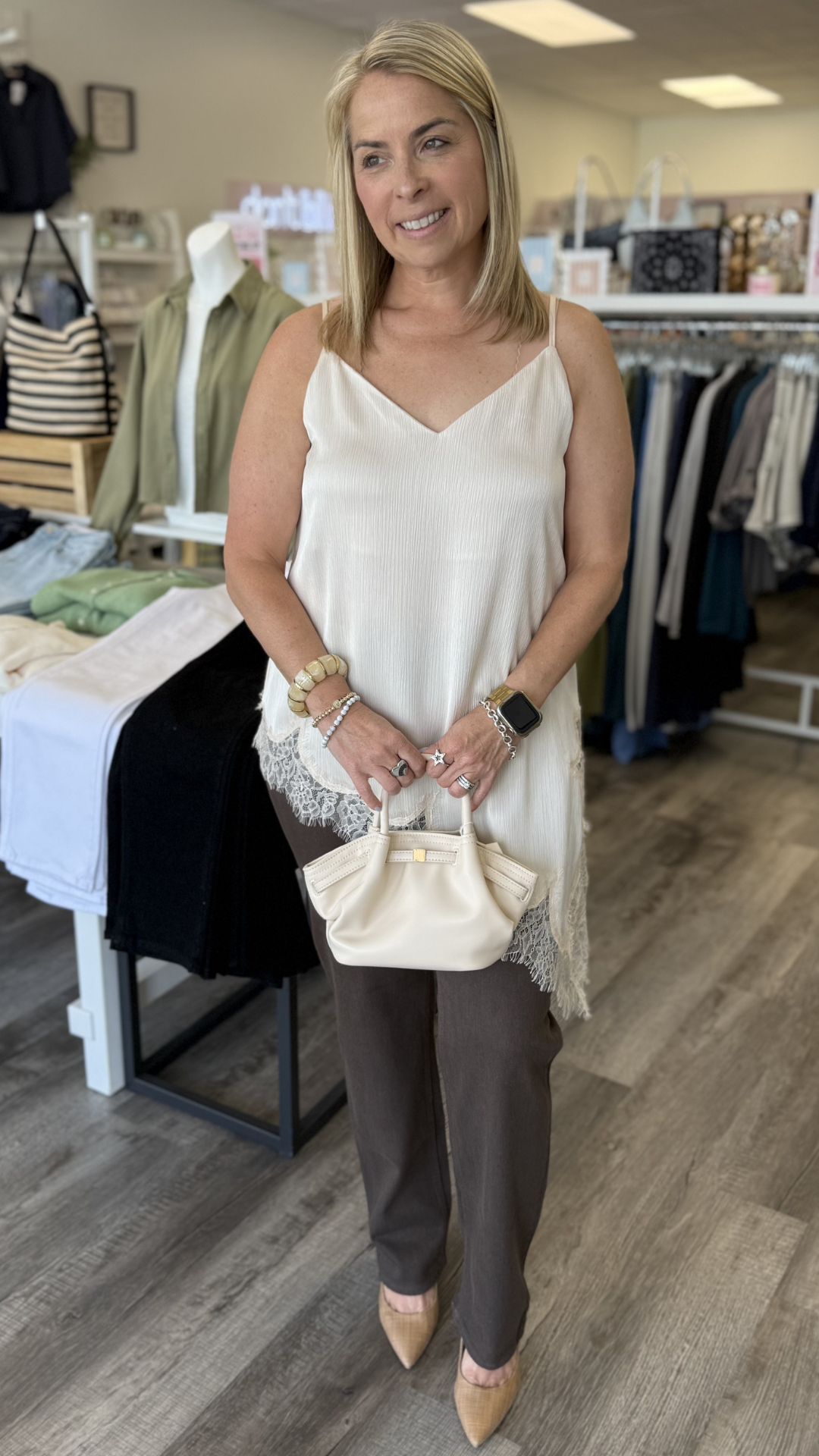 Asymmetrical Crinkled Satin Cami Tunic Top