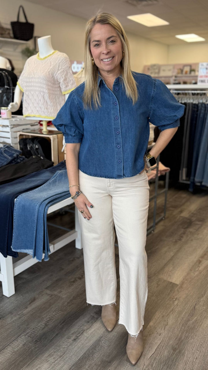 Puff Sleeve Denim Top