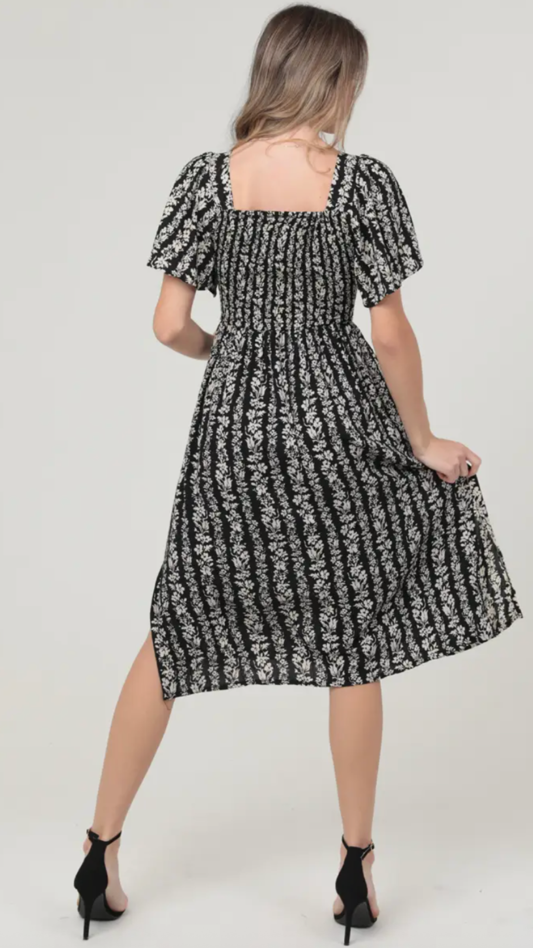 Flutter Sleeves V Neck Twist Front Midi Dress