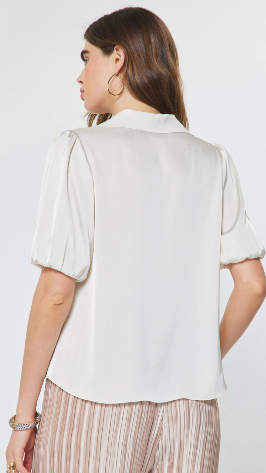 Ivory Short Puff Sleeve Blouse