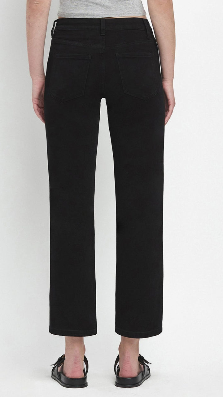 High Rise Jet Black Ankle Straight Jeans