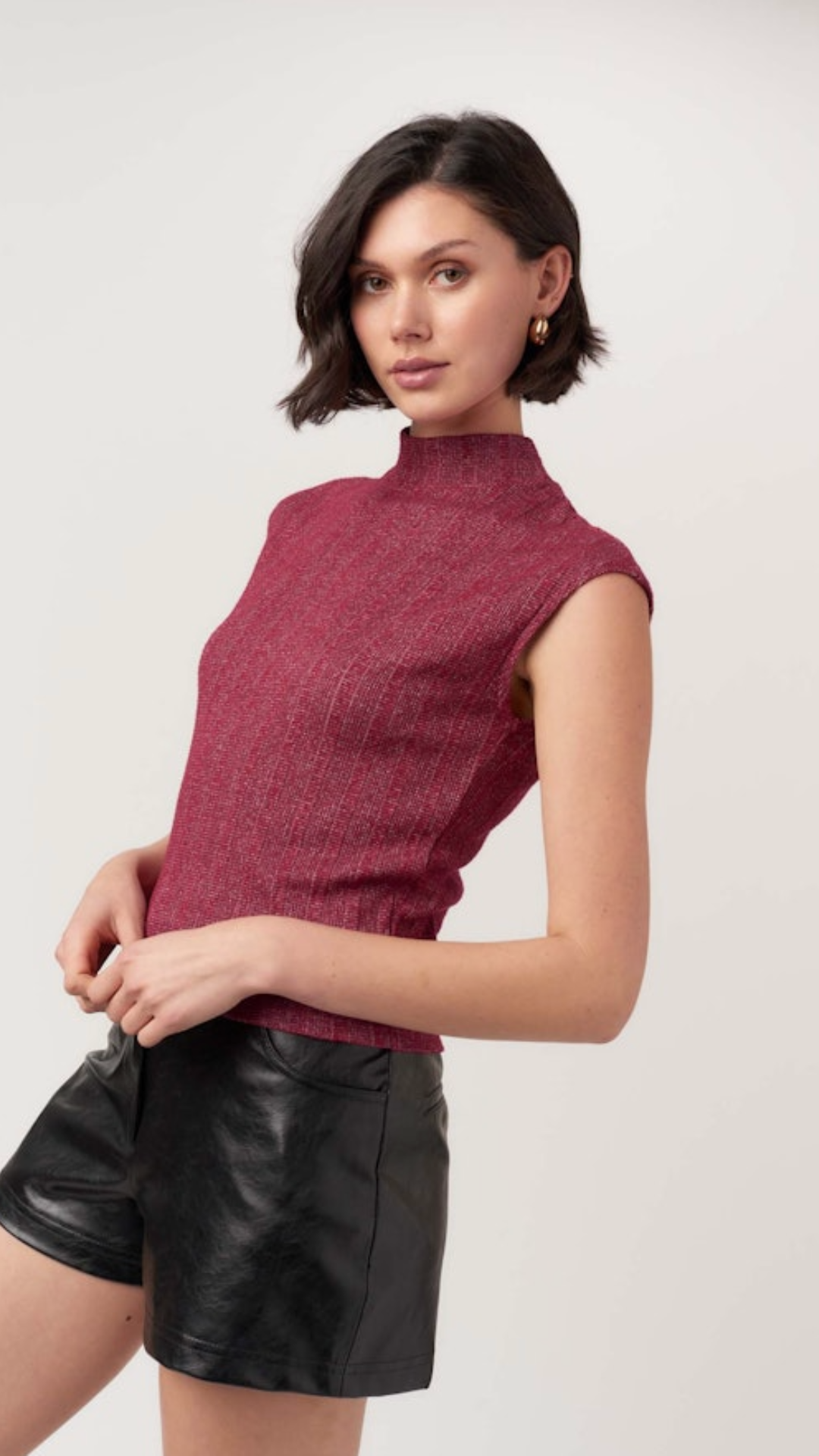 Could Be Us Mock Neck Sweater Rib Tee
