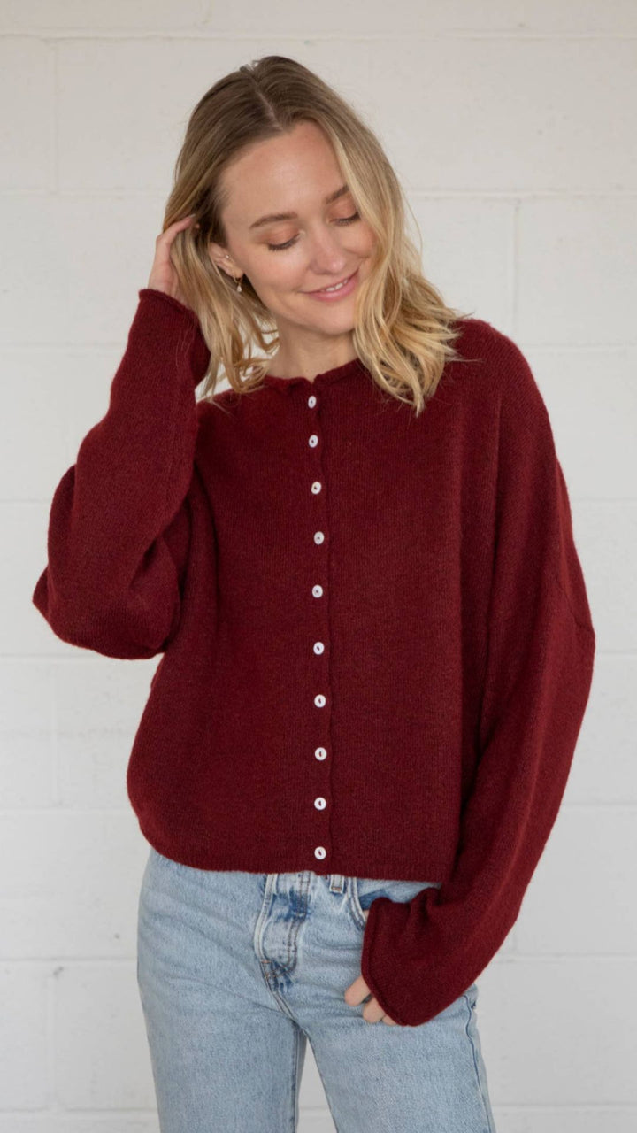 Wine Piper Sweater Cardigan