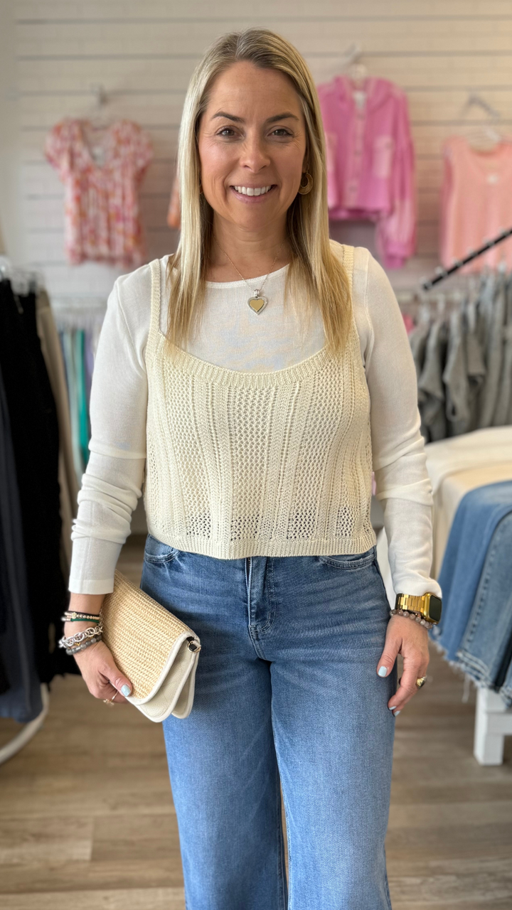 Knit Sweater Tank Layered Twofer Top