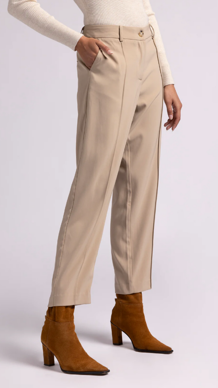 Khaki Straight Cut Tailored Pants