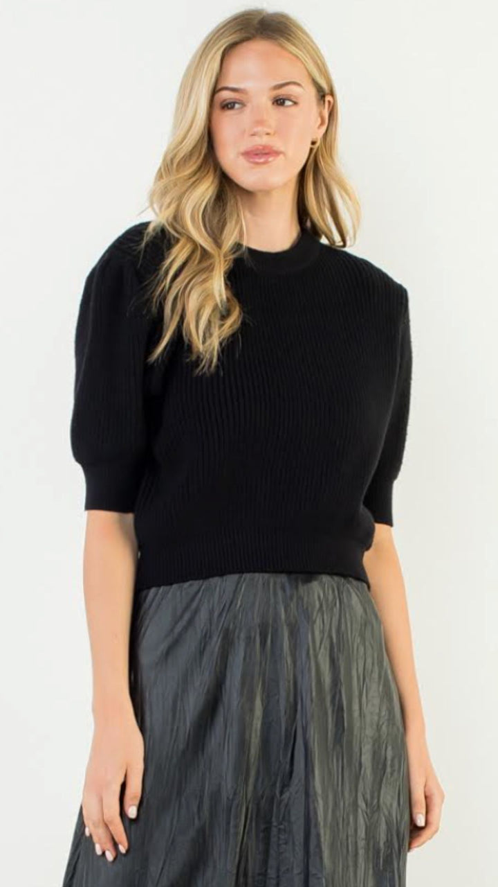 Black Puff Sleeve Sweater