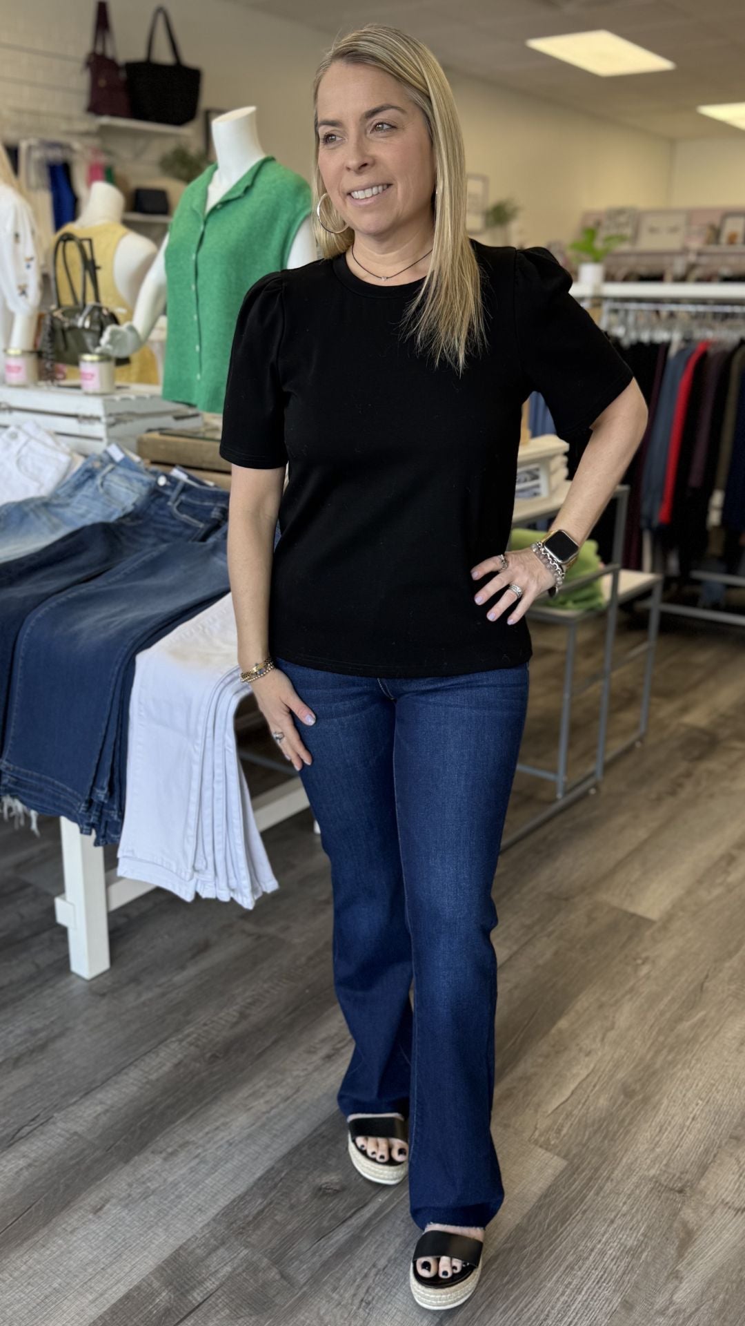 Black Open Heart Tee