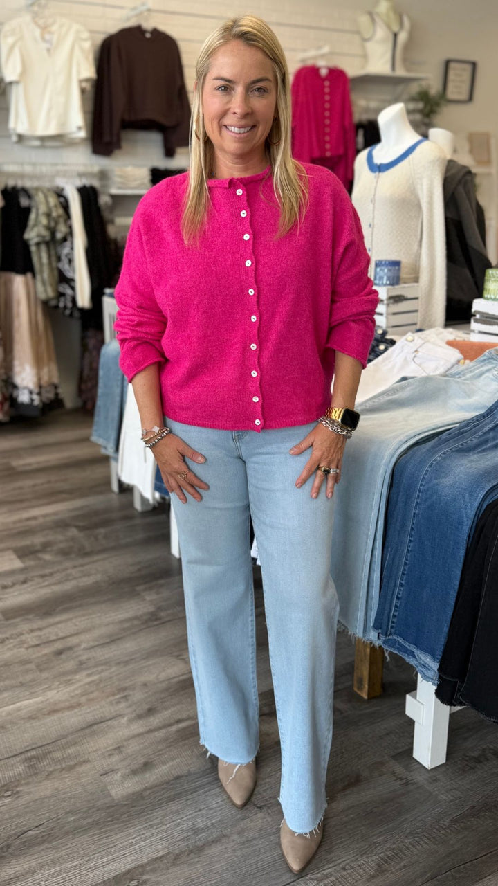 Fuchsia Main Character Sweater Cardigan