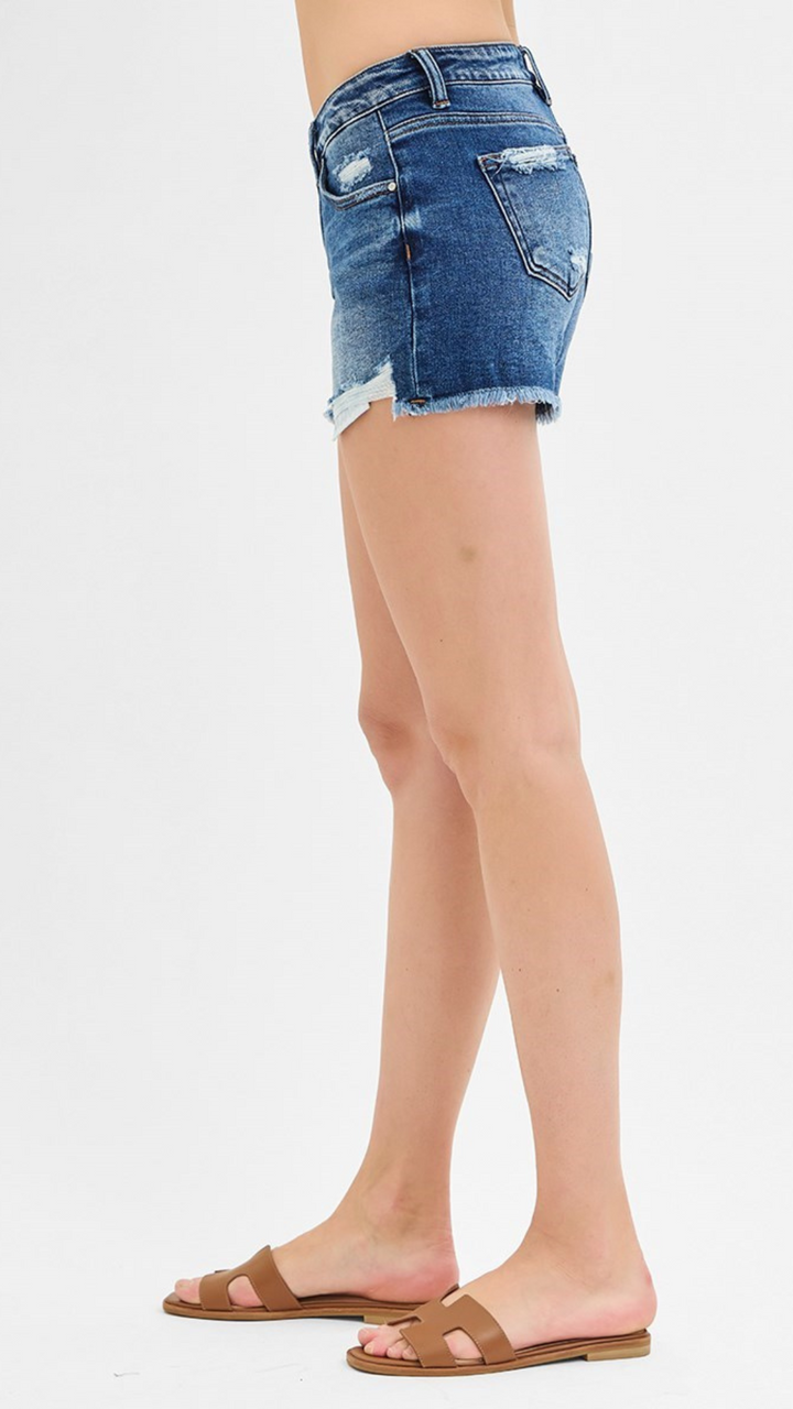 Low Rise Dark Wash Pikaboo Lining Shorts