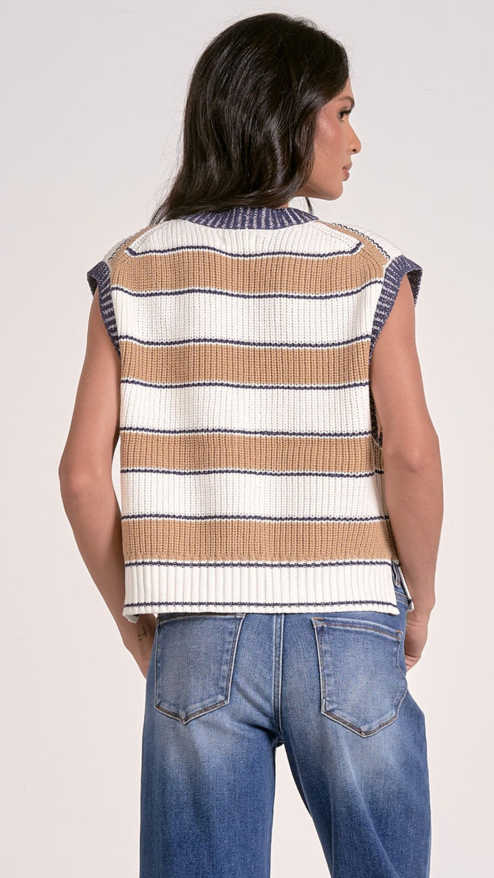 Camel Stripe Sweater Vest