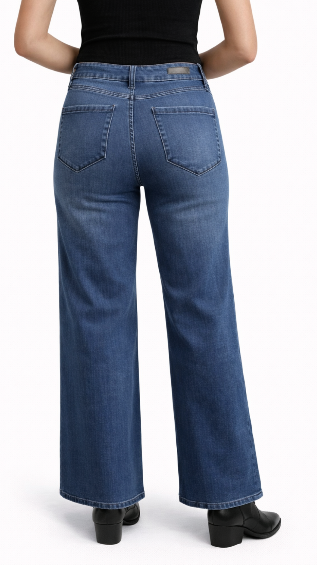 Mid Rise Dark Wash Better Butter Slim Wide Leg Forward Seam Full Length Jeans