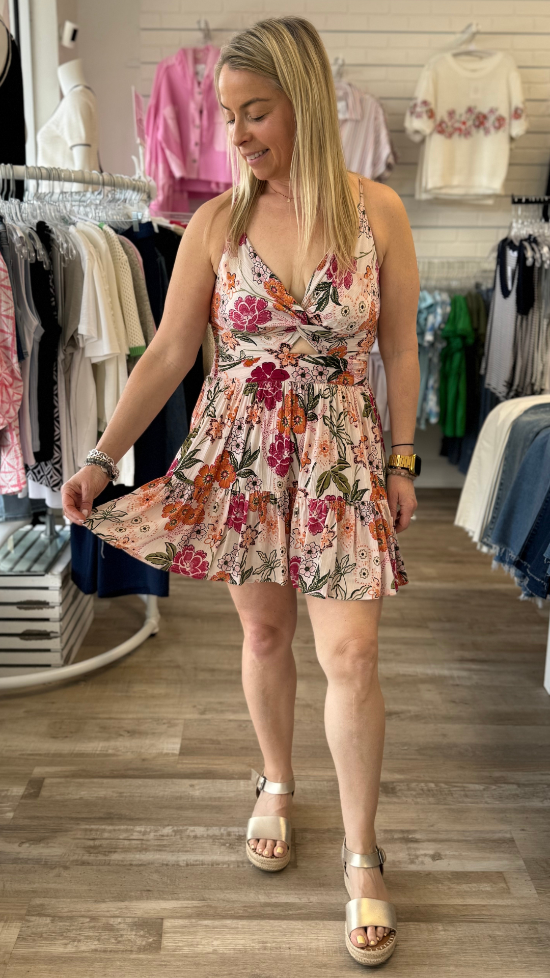 Floral Twist Front Cut Out Romper