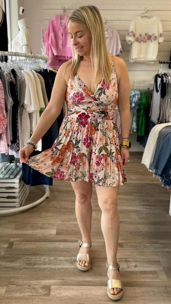 Floral Twist Front Cut Out Romper