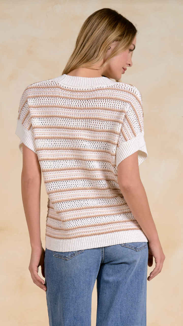 Natural Stripe Open Knit Sweater