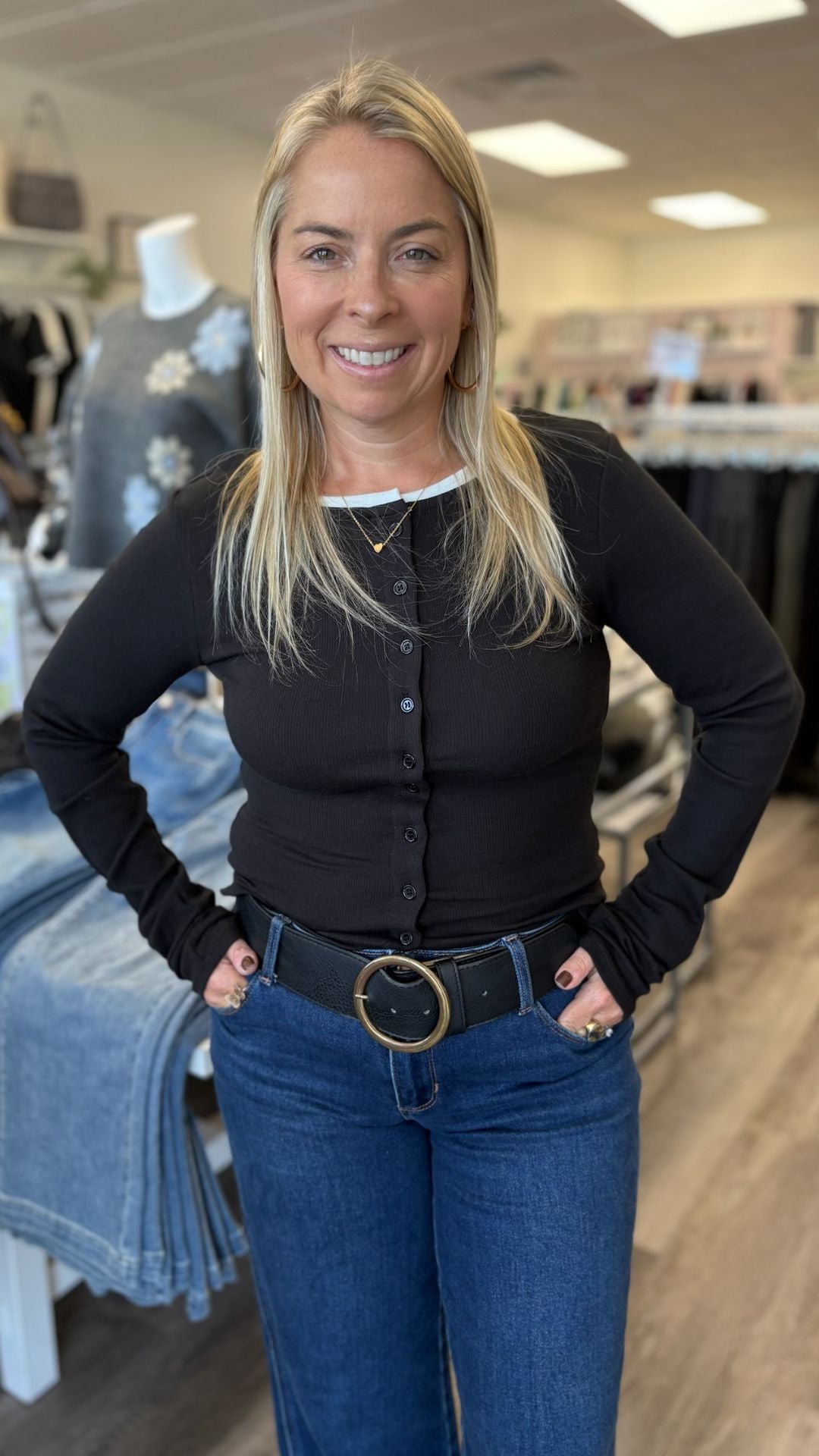 Black And White Buttoned Top